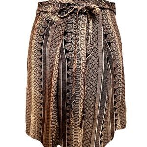 90s Boho Brown Wrap Skirt A Byer Retro Paisley Earth Tone Ethnic Artsy USA 11 L